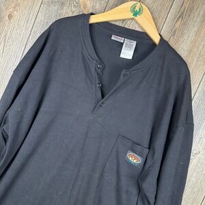 Rasco FR Flame Resistant Long Sleeve Henley Shirt Black 4XL Workwear